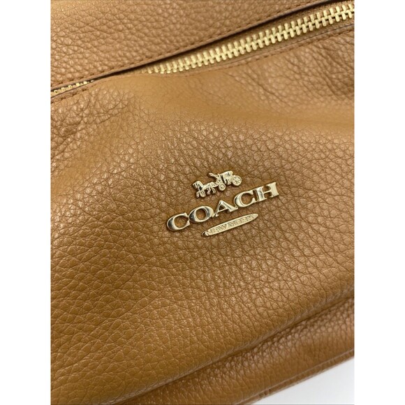 Coach Charlie Tan Pebble Leather Medium Large Backpack Purse Camel Brown CLEAN - Picture 2 of 12